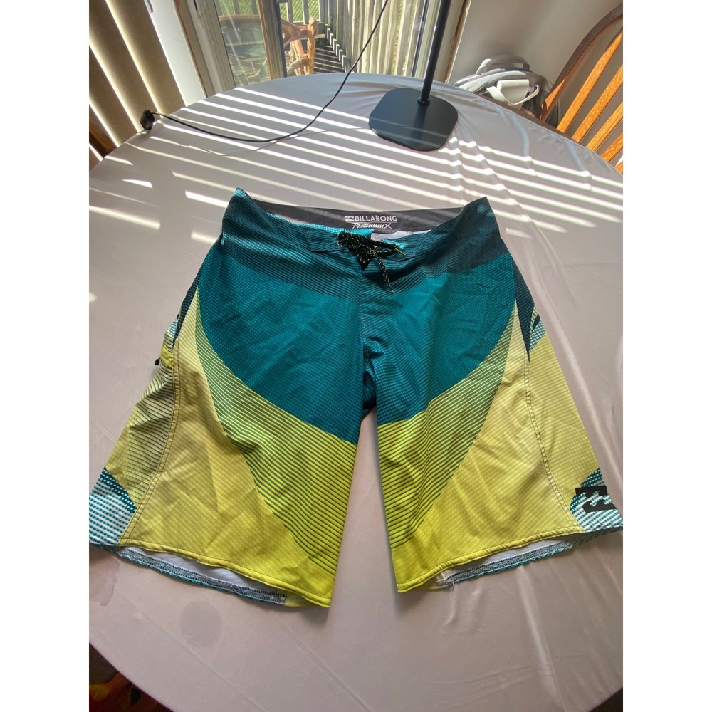 Billabong Platinum X Board Shorts Mens 36 Teal Yellow Recycler M104EFLX